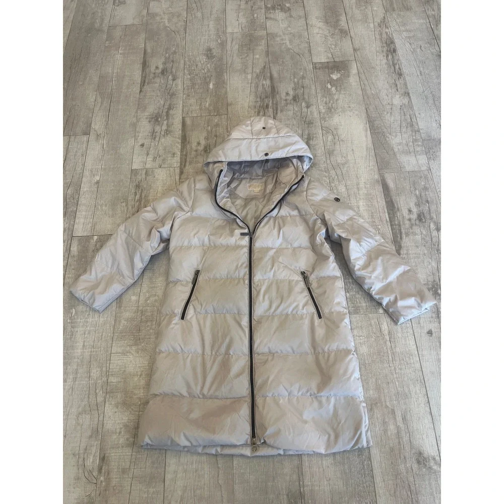 Michael Kors Cream Quilted‎ Long Puffer Jacket Size XL